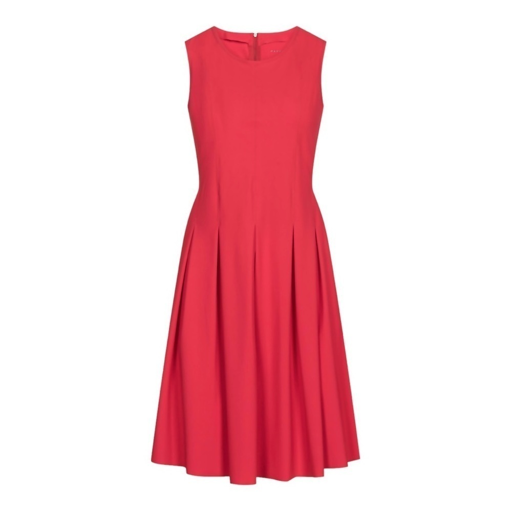 Alda Ferretti 100% Premium Linen Red Box Pleat Sleeveless Dress Size XS